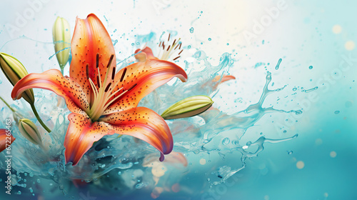  a close up of a flower with water splashing on it. generative ai © Shanti