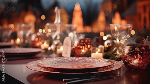 Christmas and New Year 2024. set up on the table to celebrate.Beautiful light bokea blurry 