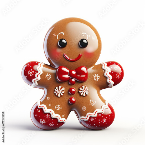 Gingerbread man Christmas decoration  on  white background
