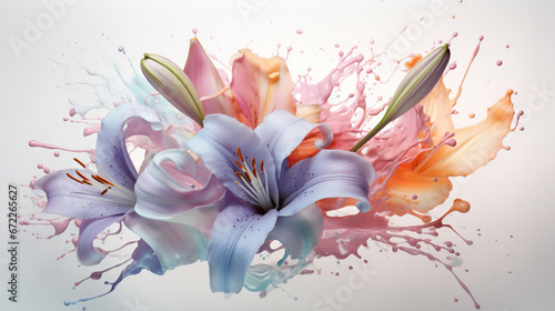  a bunch of flowers that are in the water with splashes. generative ai © Shanti
