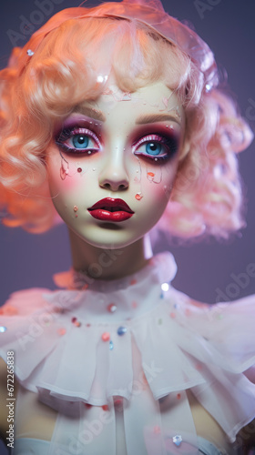 Plastic Doll Portrait With Whimsical Makeup Creative, Background Image, Best Phone Wallpapers