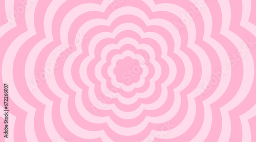 Pink flowers background in trendy retro 2000s design. Abstract cute pink background. Abstract retro pink background. Decoration banner themed Lol surprise doll girlish style