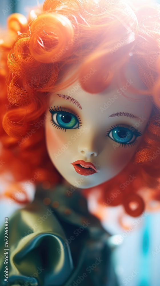 Fototapeta premium Quirky Plastic Doll Portrait Unique , Background Image, Best Phone Wallpapers