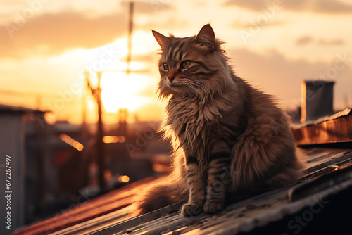 cat outsie while the sun goes down, cat, golden hour cat, sun going down cat, wild cat, pet photo