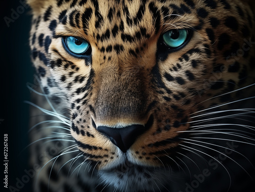 Close-up Portrait of a Leopard with Blue Eyes © JJS Creative
