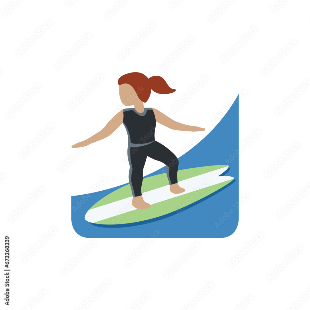 Woman Surfing: Medium Skin Tone

