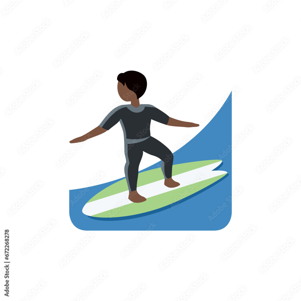 Fototapeta premium Person Surfing: Dark Skin Tone