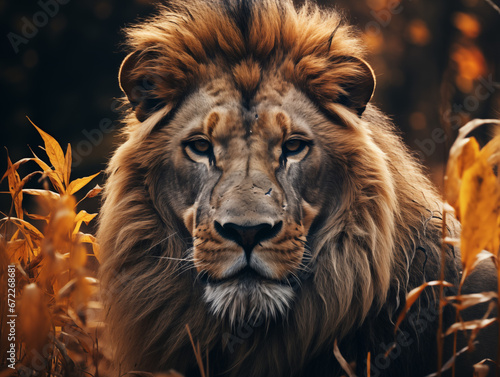 Majestic Lion Portrait in Natural Habitat