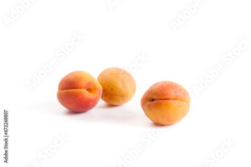 Apricots isolated on white background..