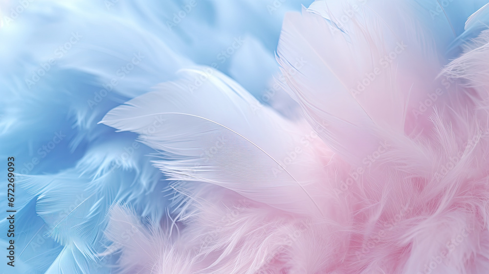 a close up of a pink and blue background with feathers. generative ai a close up of a pink and blue background with feathers. generative ai