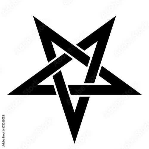 Pentagram - vector illustration of simple five-pointed star, isolated on white