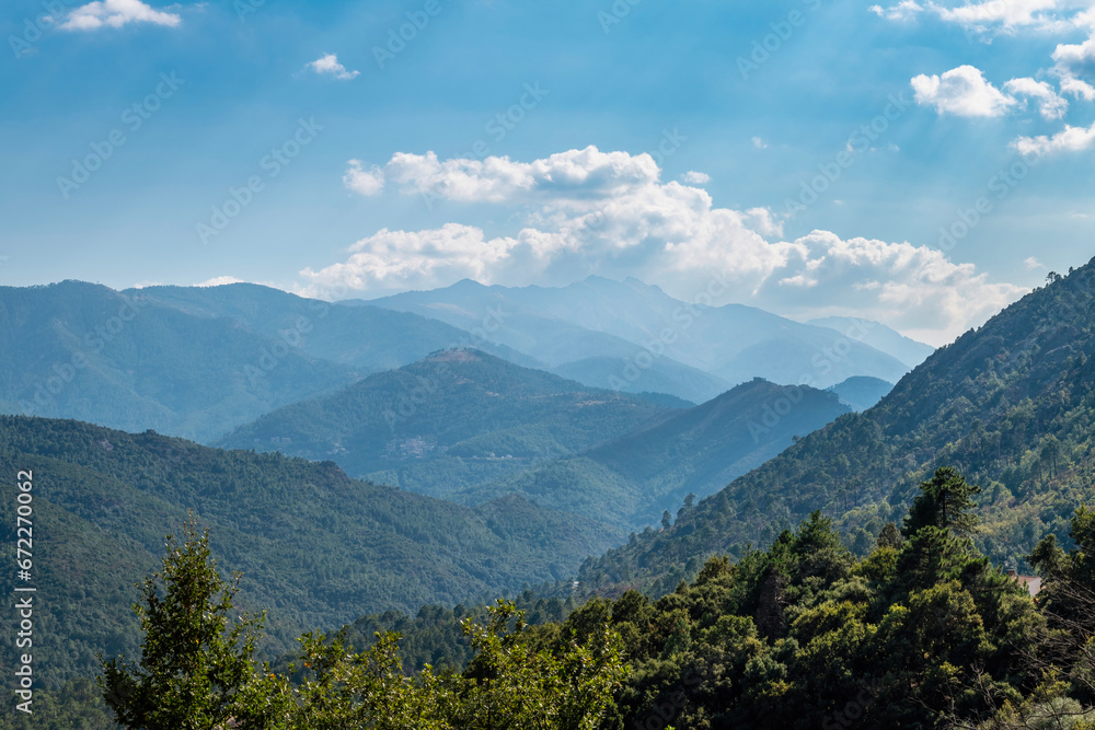 Fototapeta premium View of mountain landscape with layers, Corsica, France