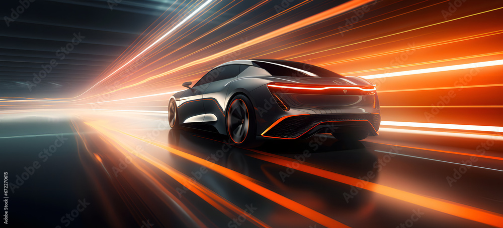 Obraz premium Fast moving electric car