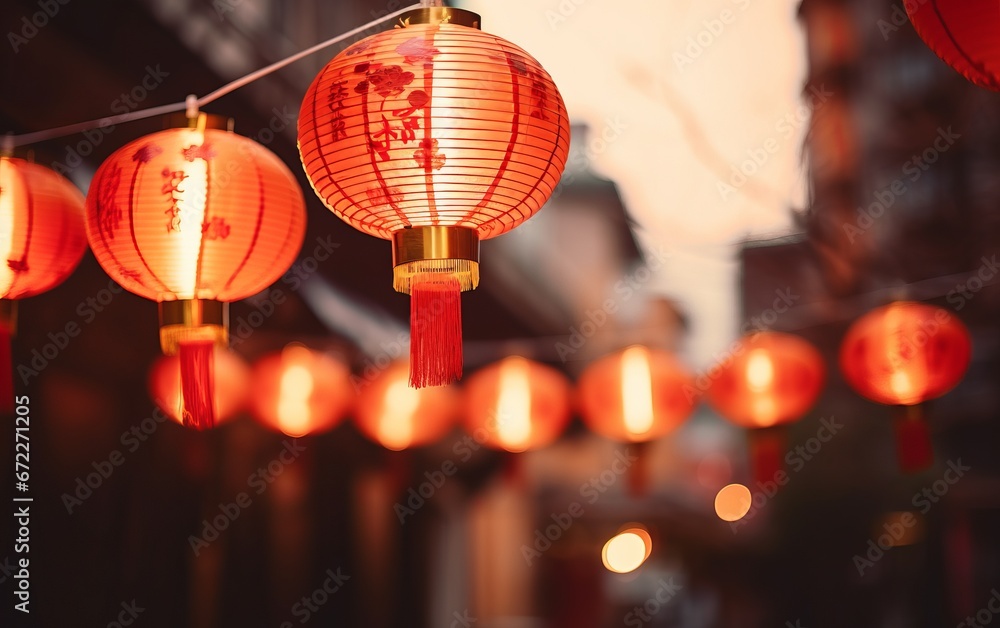 Fototapeta premium Calles decoradas para celebrar la entrada del año nuevo chino. Decoración. 
