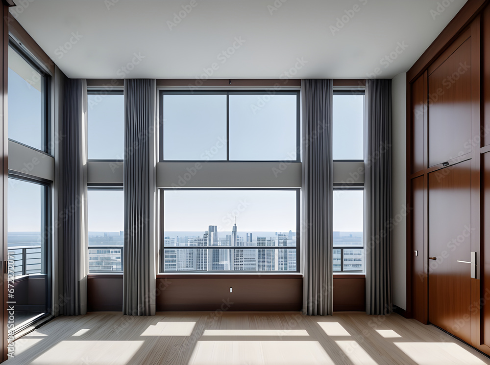 realistic penthouse interior design medium shot hyperdetailed