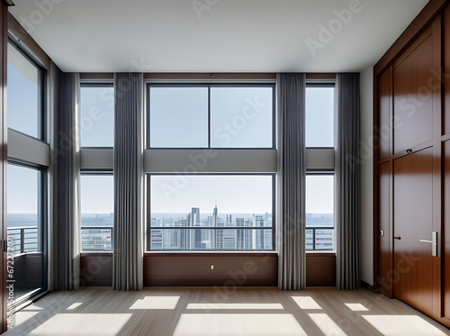 realistic penthouse interior design medium shot hyperdetailed photo