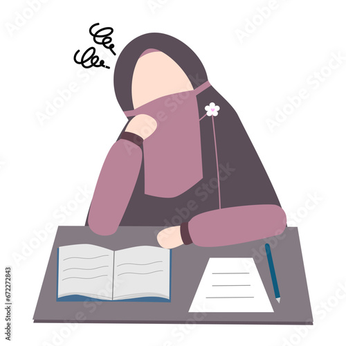 Muslimah Niqabis Study and feel tired of studying
