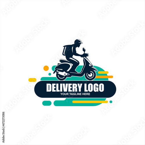 scooter logo with speed and delivery motorcycle icon