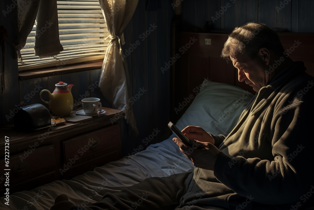 Elderly Man Reading in Warm Morning Light Elderly Man Reading in Warm Morning Light