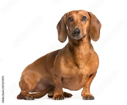 Mixed-breed Dog sitting and looking the camera  Dog  pet  studio photography  cut out