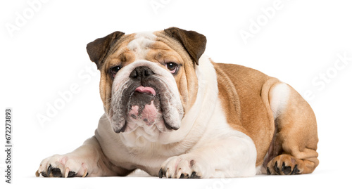Mixed-breed Dog lying down, Dog, pet, studio photography, cut out © Eric Isselée