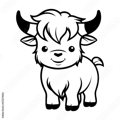 Cute baby highland cow  highland cow Vector Silhouette  Generative AI.