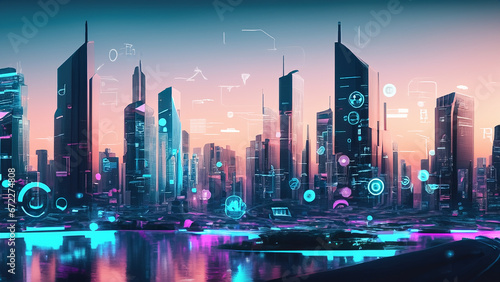 An illustration of an AI-powered city of the future © Igor