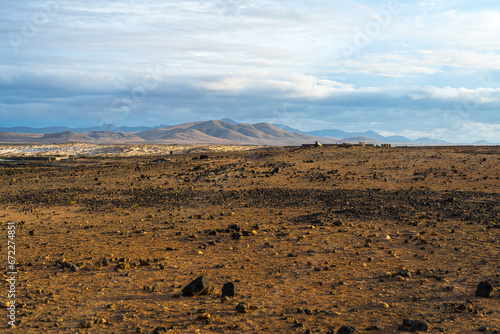 Majestic Desert Landscape with Mountains, Fuerteventura, Spain