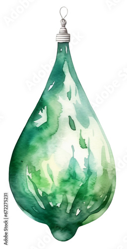 Watercolor illustration of a Christmas tree toy. Ai generated. Transparent background, PNG