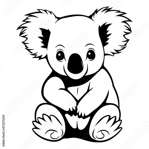cute baby koala Monochrome illustration  Koala silhouette design  Generative AI.