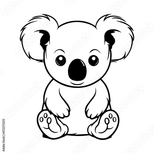 cute baby koala Monochrome illustration  Koala silhouette design  Generative AI.