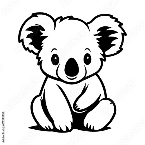 cute baby koala Monochrome illustration  Koala silhouette design  Generative AI.