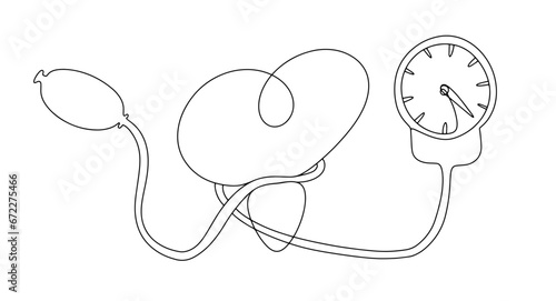 Tonometer. Hypertension. Heart. One line