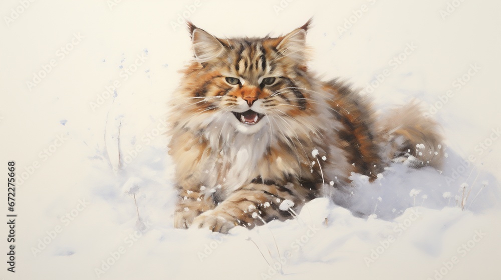 Beautiful Cat  in Cold snow fall beautiful and innocent cat and kittens