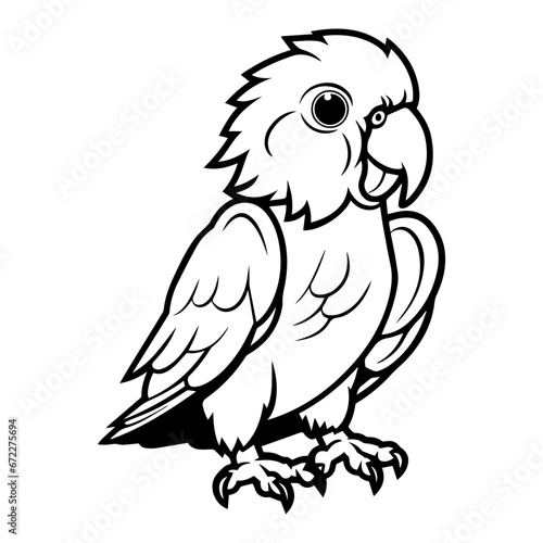 cute baby parrot Monochrome illustration  baby parrot silhouette design  Generative AI.