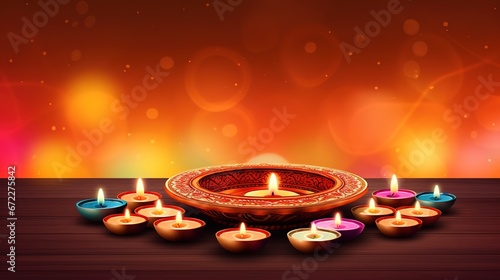 Celebration of Diwali happy candlelight cartoons.generated with AI.