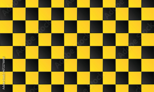 Seamless yellow and black cubes pattern. Taxi symbol background. Abstract square mosaic background. Vector illustration