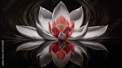 Infinite mirror reflection of a single tulip, blossoming eternally into the void Ai Generative