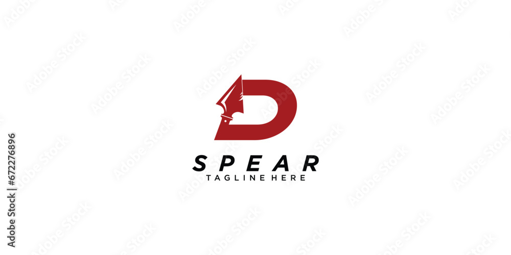 Creative spear logo template design with letter concept premium vector - obrazy, fototapety, plakaty 