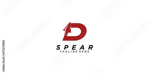 Creative spear logo template design with letter concept premium vector