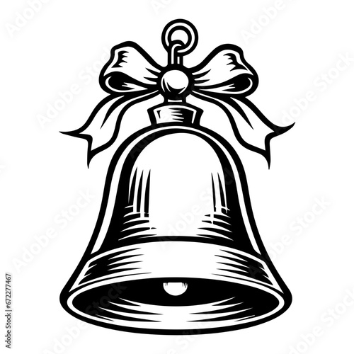 Christmas bell icon. Bells with ribbon bow Vector illustration, Generative AI.