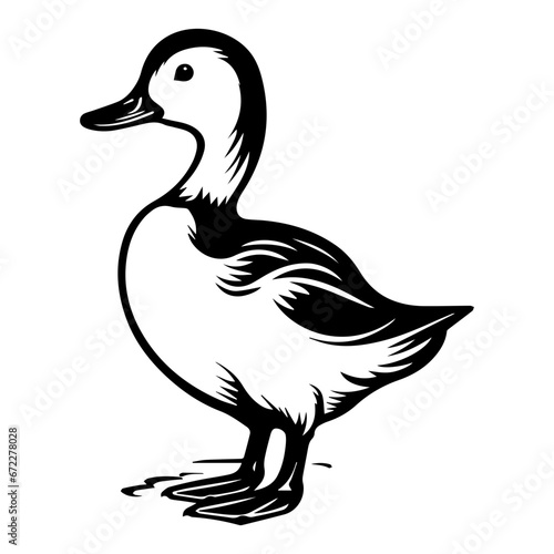 Cute baby duck, duckling Vector Silhouette, Generative AI.