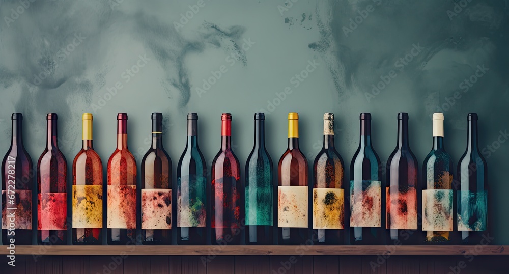 custom made wallpaper toronto digitaldifferent wine bottles at a colorful row Generative AI