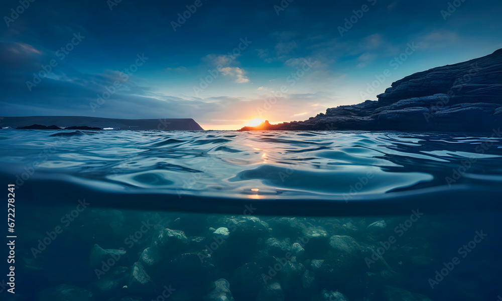 Tranquil Sunset Over Calm Ocean Waves