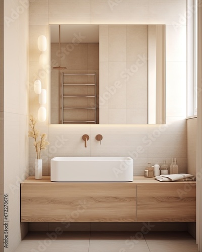 beautiful minimal restroom counter top home interior design concept restroom mockup template background © VERTEX SPACE