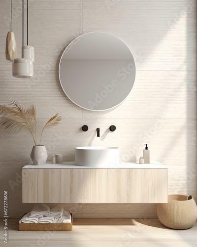 beautiful minimal restroom counter top home interior design concept restroom mockup template background