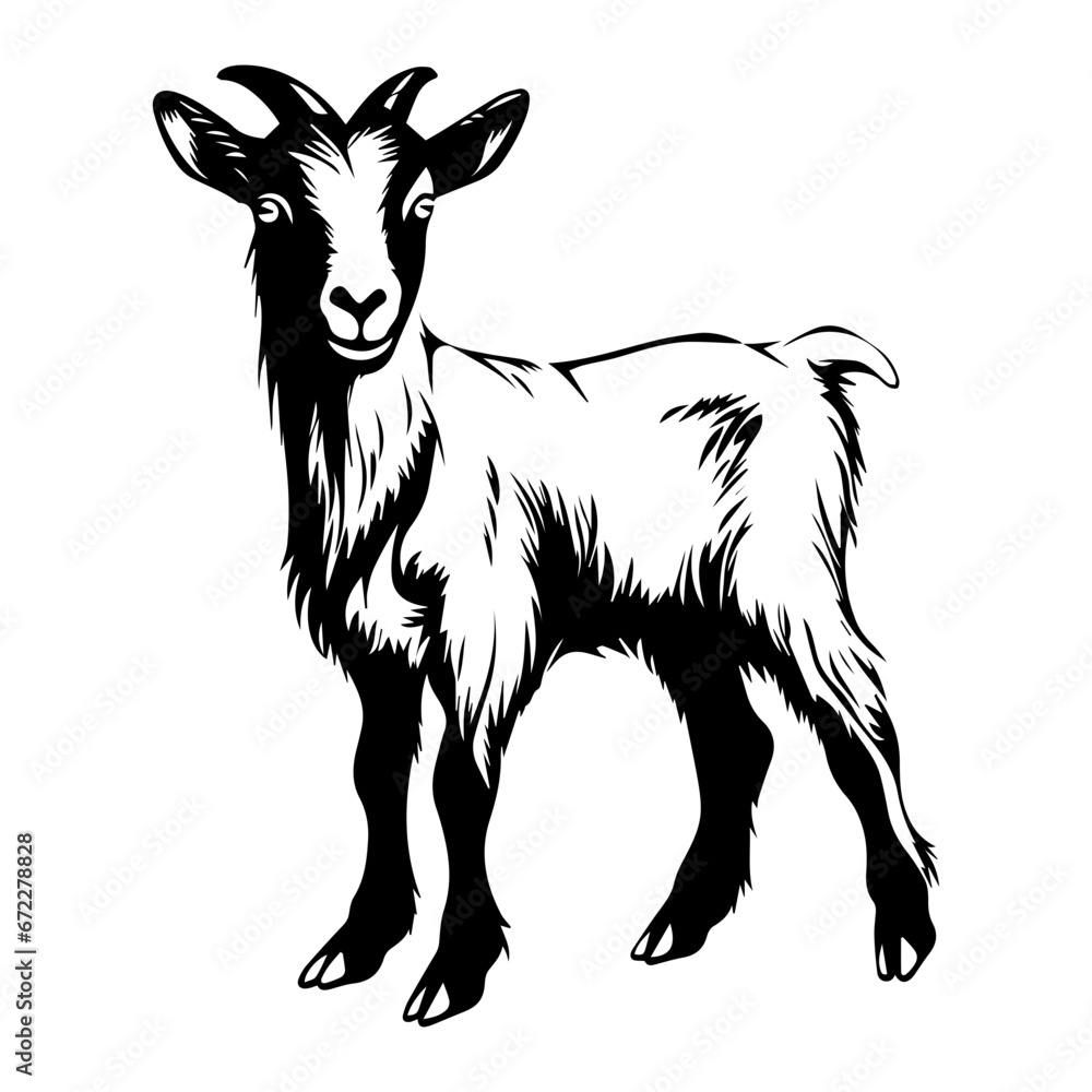 cute baby Goat Monochrome illustration, baby Goat silhouette design, Generative AI. cute baby Goat Monochrome illustration, baby Goat silhouette design, Generative AI.