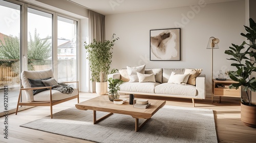 bright and clean home living room interior design concept living room decorate with nature wooden material simple comfort simplicity decorate element house beautiful design background photo