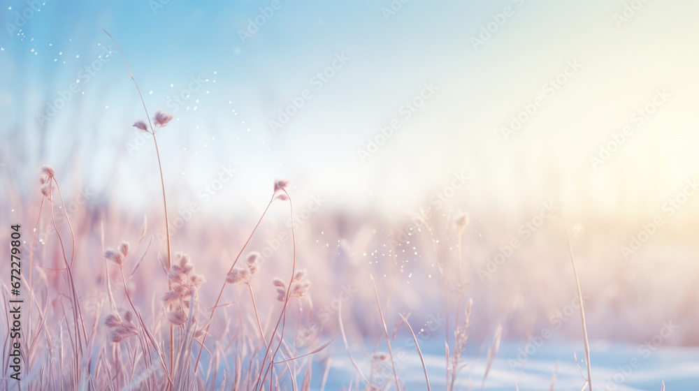 a blurry photo of a field with grass and snow. generative ai a blurry photo of a field with grass and snow. generative ai