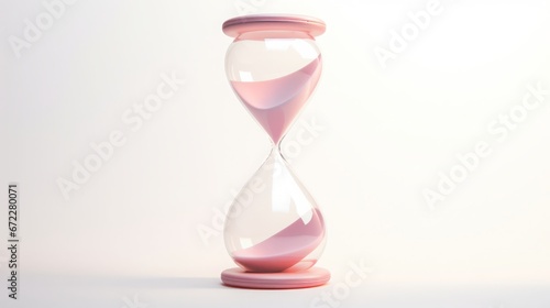 Hourglass of unusual material, white background, hourglass shape, fantasy hourglass, pastel color, copy space, 16:9